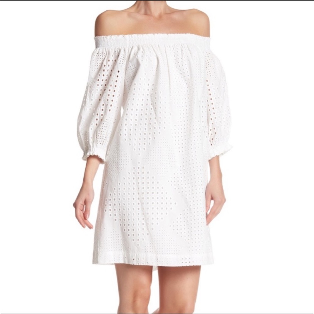 Trina Turk Eyelet Off Shoulder Dress